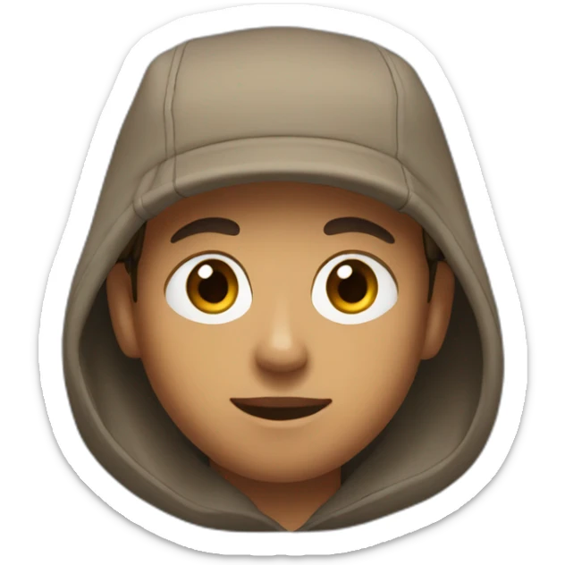 light brown boy with hair until his ears wearing a black nike cap and nike hoodie and medium eye opening sticker