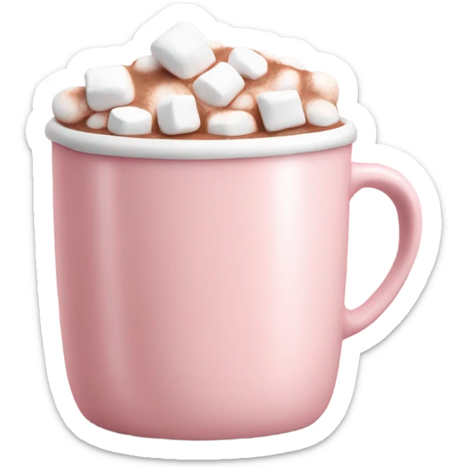 Light Pink mug of hot chocolate with marshmallows  sticker