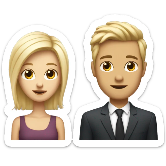 Un couple : un fille blonde et un garçon blond avec les cheveux courts sticker