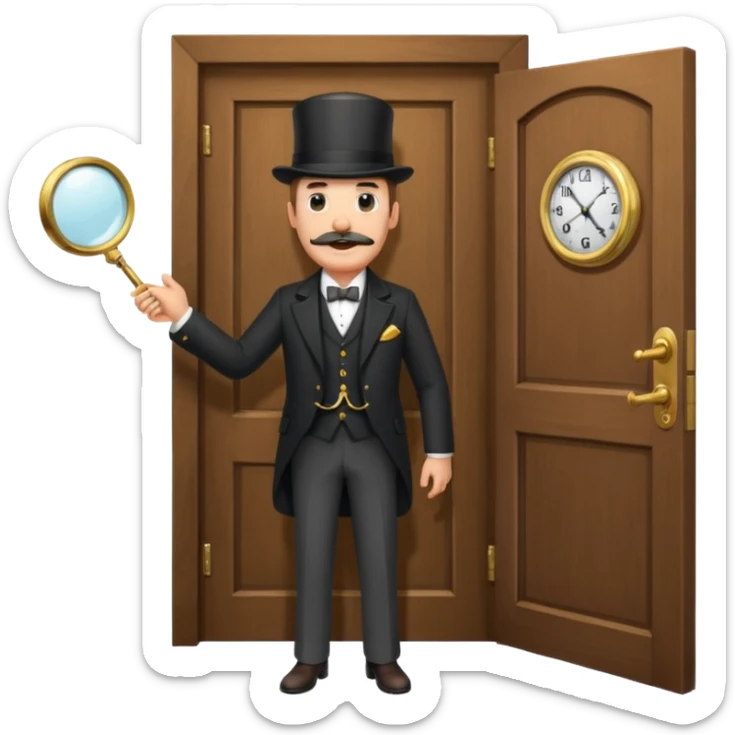 emoji of a gentleman with moustache and monocle standing nearby door welcoming you sticker
