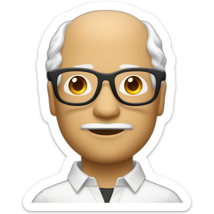 Viel homme mi-chauve cheveux courts blancs, avec lunettes tondes sticker