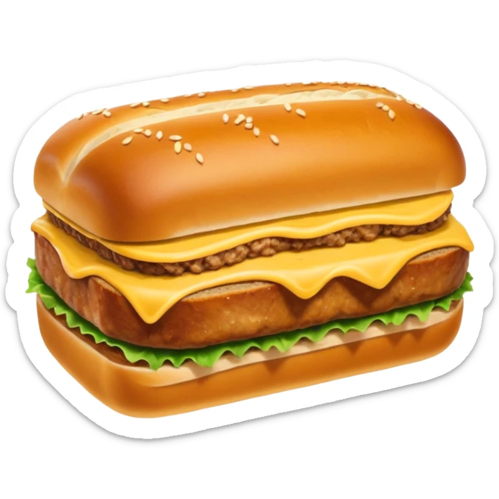 traditional Bavarian Leberkäse sandwich emoji, golden-brown meatloaf slice in round crusty white roll, touch of mustard, clean bold easy to recognize sticker