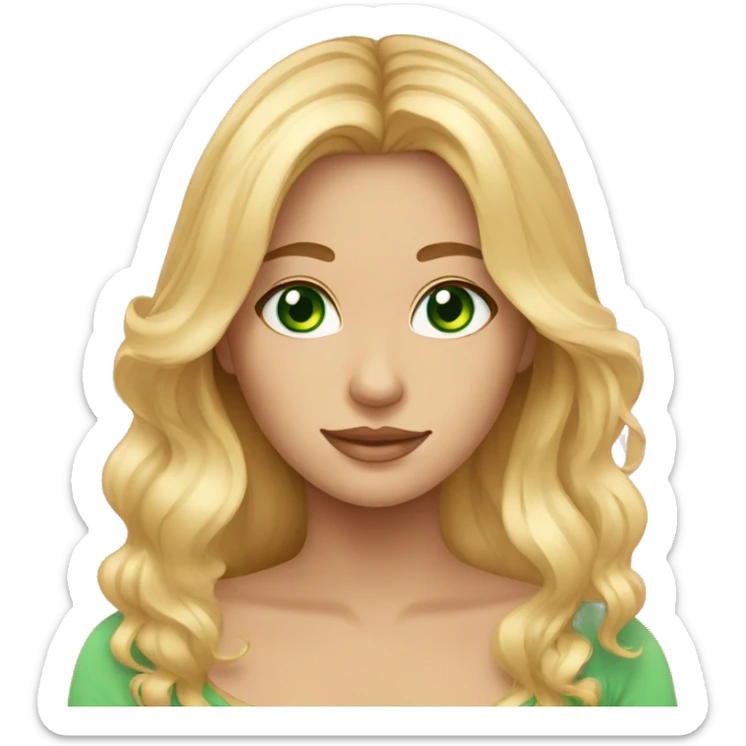 Beautiful woman with long blond hair, Green eyes,and cute face sticker