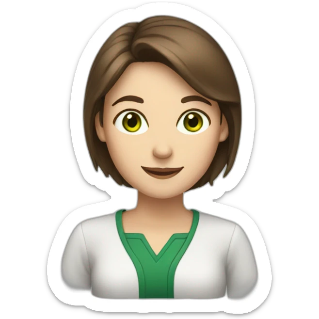 Teacher woman with brown hair and green eyes happy  sticker