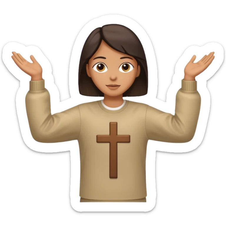 Una persona con los vrazos estirados hacia ambos lados vestido y en forma de cruz sticker