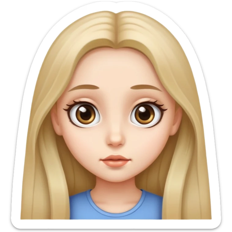 A beautiful girl with a small face and big eyes, long hair sticker
