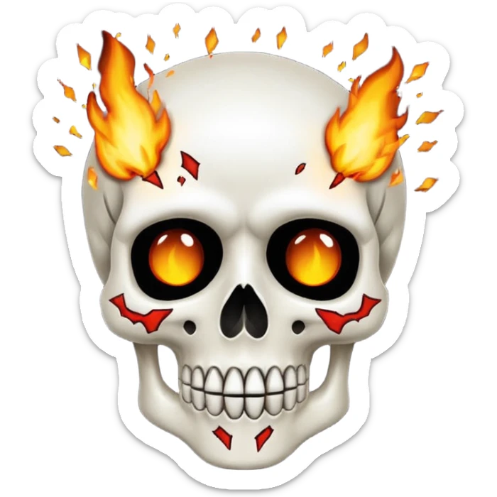 Calavera q le esplota la cabeza solo la parte de arriba y q sea de color blanco  sticker