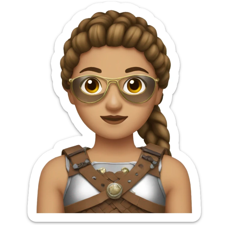 Girl gladiator with French braids, brown hair and sunglasses sticker