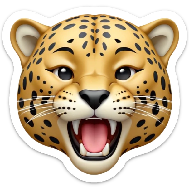cinematic-realistic-yawning-jaguar-portrait-emoji,-head-tilted-slightly-with-a-dramatic,-wide-open-yawn,-showcasing-a-lithe,-graceful-build-with-distinctive-rosette-patterns-and-sleepy,-half-closed-eyes,-simplified-yet-irresistibly-adorable sticker