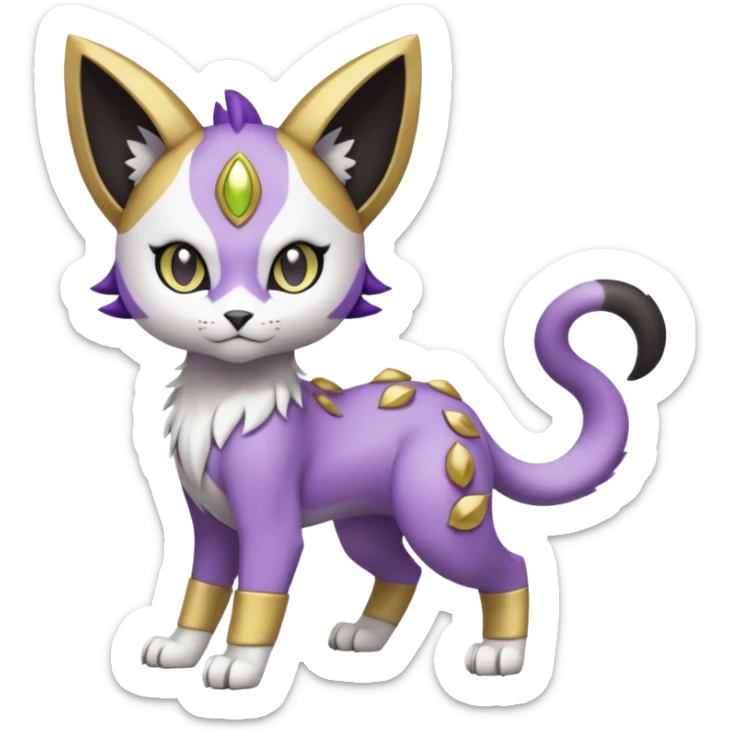 Meloetta-Meicoomon-Gatomon-Liepard-Pokémon-Digimon-Fakémon-fusion-hybrid-creature sticker