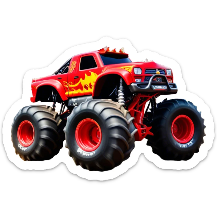 El Toro Loco - Monster Jam (Model Year: 2022) (Iconic colour: Red with horns) - An eye-catching monster truck with a wild, rebellious design in bold red. Include stylized, large horn graphics and aggressive facial elements that evoke a bull-like, ferocious appearance, exuding daring and unstoppable force. sticker