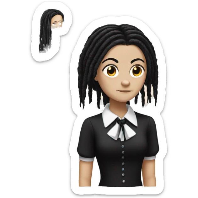 Wednesday Addams, dreadlocks hairstyle sticker