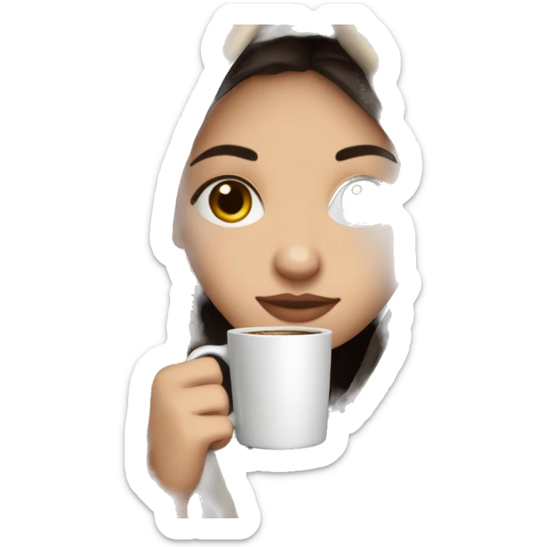Pale  girl dark hair wrapped in cozy blanket drinking coffee sticker