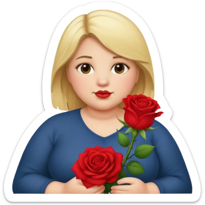 ash Trevino is a fat girl with blonde hair and has a rose in her hand , really fat sticker
