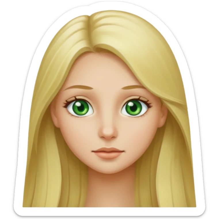 Green eyes fair hair girl long hair baby noes  sticker