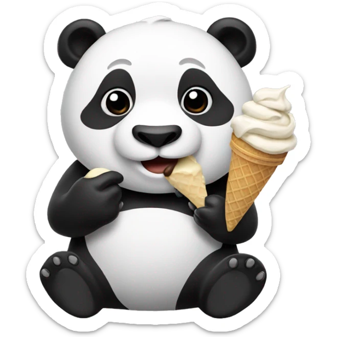 Panda eating ice cream sticker