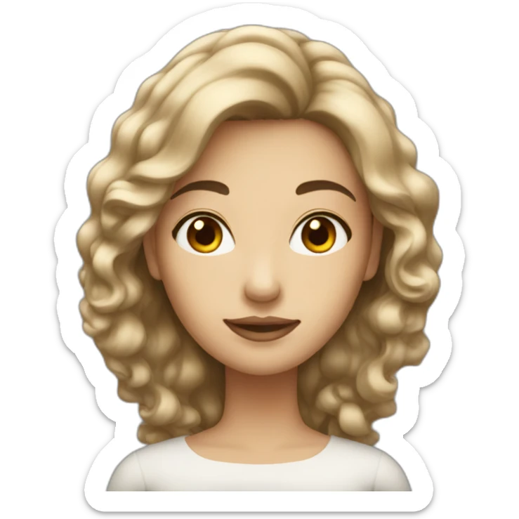 woman with marmaid hair in dark brown color and light skin sticker