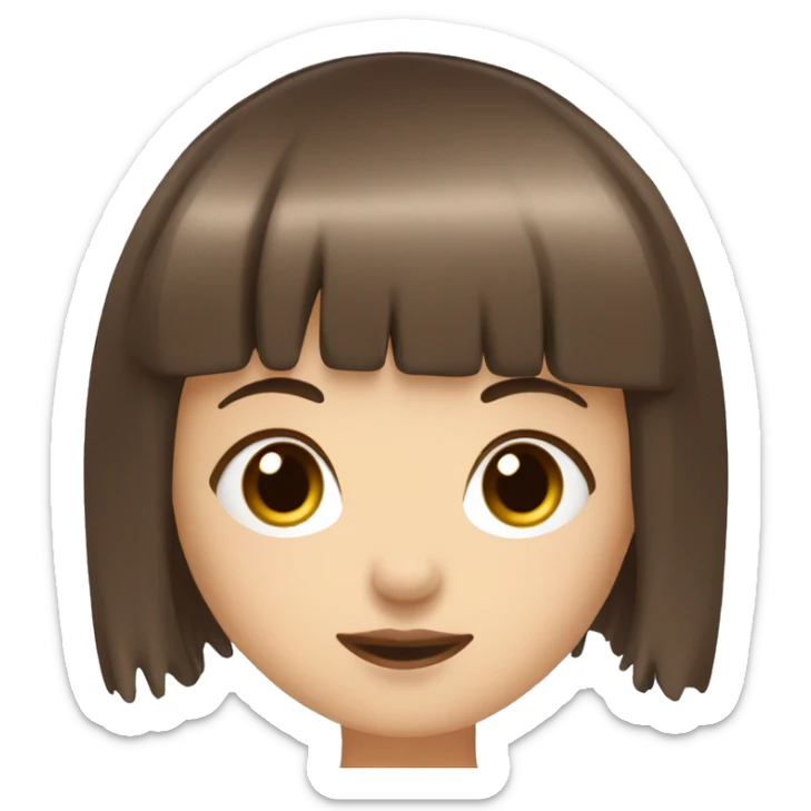 Brown hair girl with a fringe with long eyelashes with a white background ￼ sticker