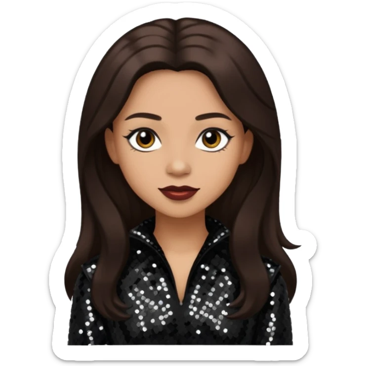 Vesta Williams, R&B Singer with long dark brown hair, black sequin outfit sticker