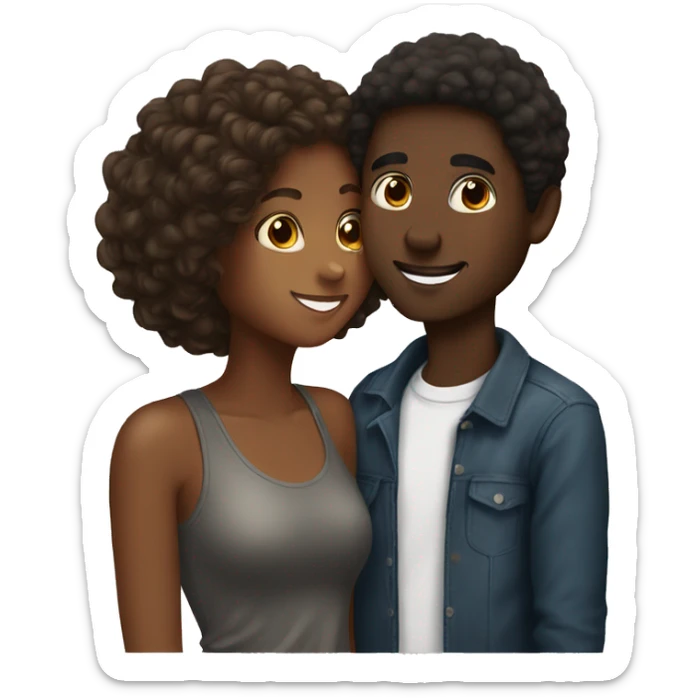 Best friends kissing man is black girl has brown hair sticker