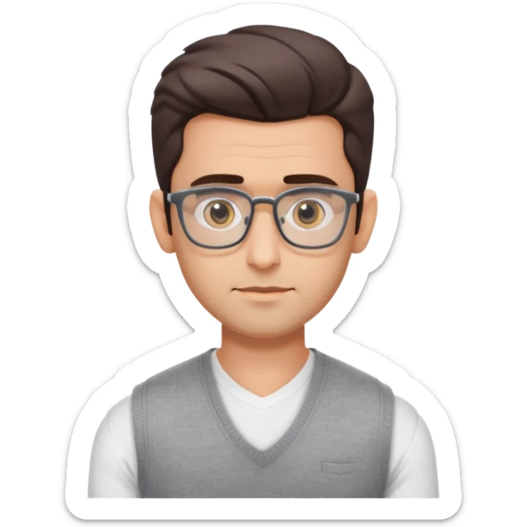generate a pretty bratz emoji 
Make her look like hrithik roshan wearing white tee with a grey v neck sleeveless weater vest over it. wearing rectangle spectacles

he should look exactly  like hrithik roshan. looking autistic sticker