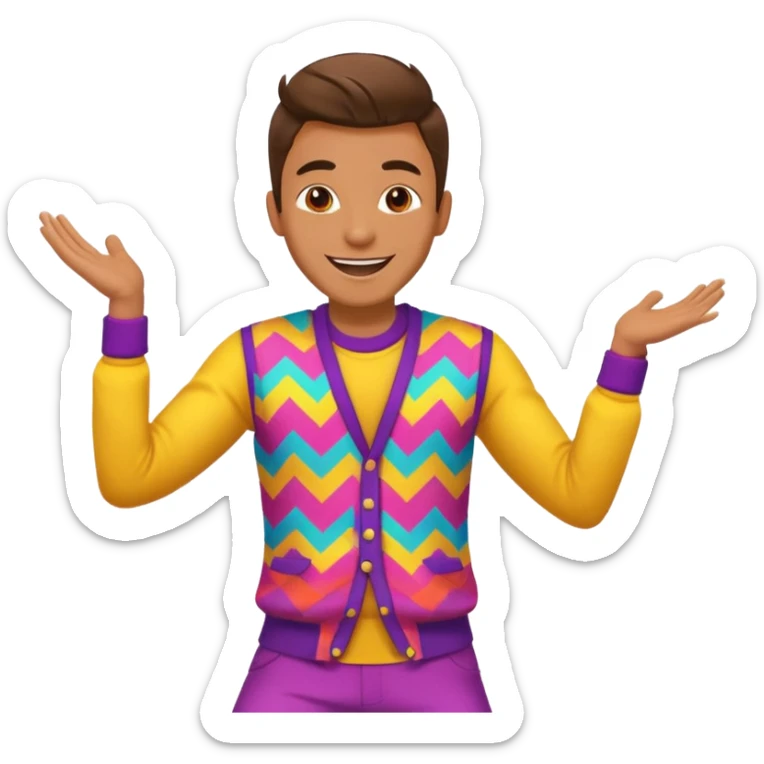 create a person emoji of Barcavibe is the superpower name Brings energy, momentum, and structure more fun and dancing more coloful male sticker