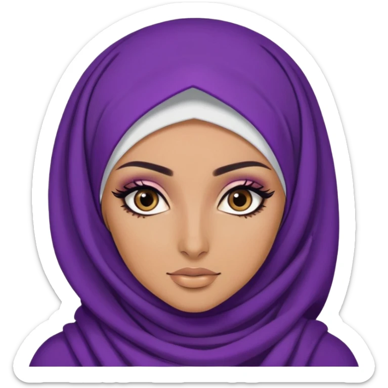 purple hijabi baddie,pretty, brown eyes, makeup, black eyeliner, long hair sticker