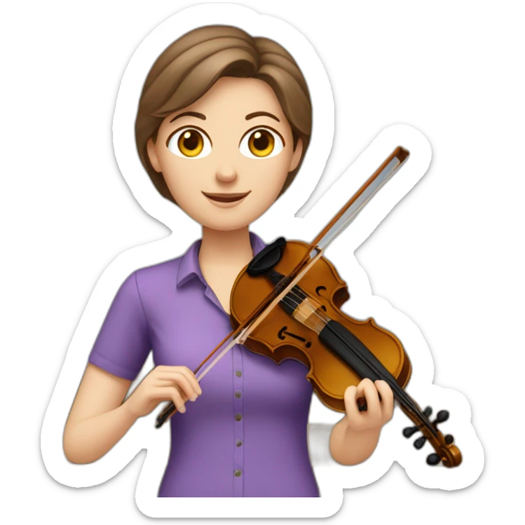 White female teacher brown hair purple shirt gardener violinist  sticker