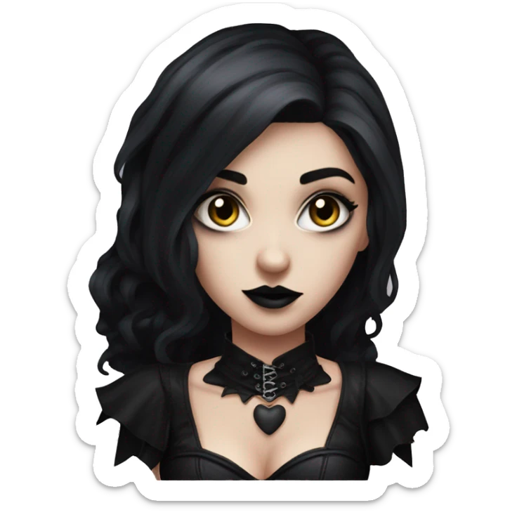 Goth girl with lots of black accessories, big chest and a black corset  sticker