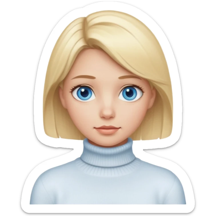 Chica rubia de piel blanca ojos azules y cuello vuelto sticker