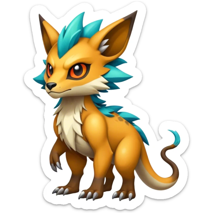 cool edgy badass colorful fantasy animal hybrid Fakemon full body sticker