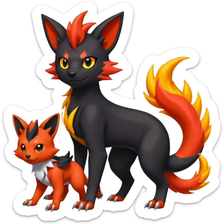 
Houndour-Torracat-Zorua-Salandit-Flareon-Fakémon-Digimon-fusion (full body) sticker