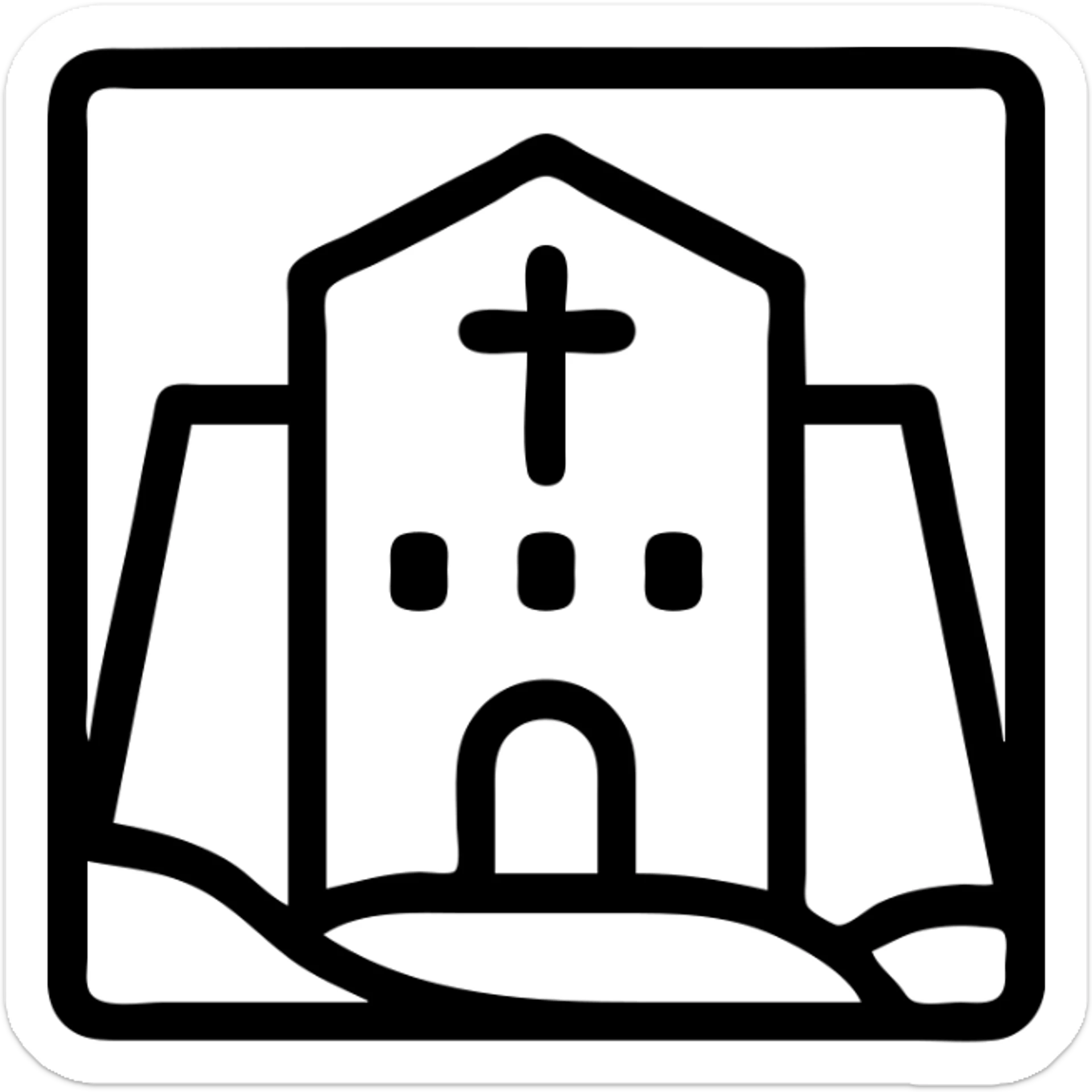 simplified illustration of Lalibela rock-hewn church, minimalistic, clear lines sticker