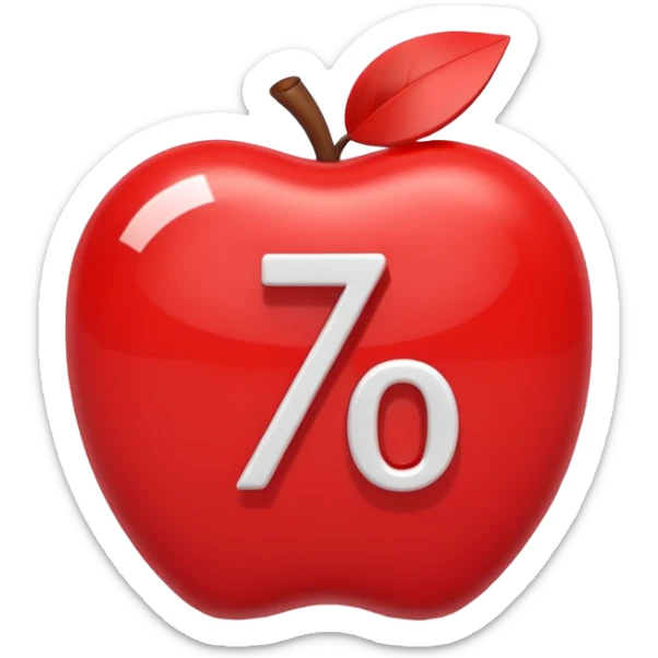 A 3D cartoon plus and percentage sign in red, glossy finish, Memoji-style realism. sticker