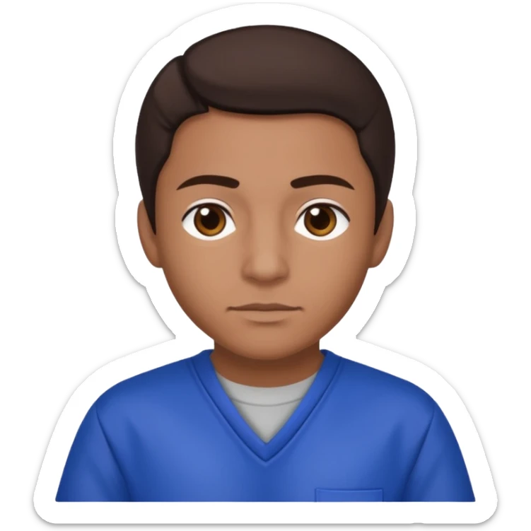 Dre from Lockdown with dre skin, brown eyes, dark brown hair , cobalt blue inmate outfit  sticker
