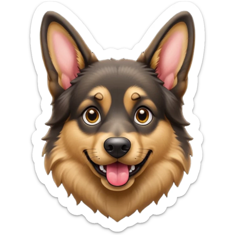 cartoon style dark German Shepherd dog with longer tongue hanging out  sticker