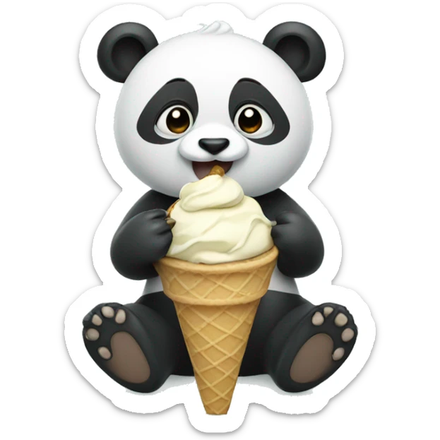 Panda eating ice cream sticker
