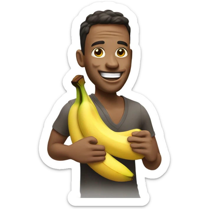 ‘Create an emoji of a man eating a banana that is dripping with coconut milk’ sticker