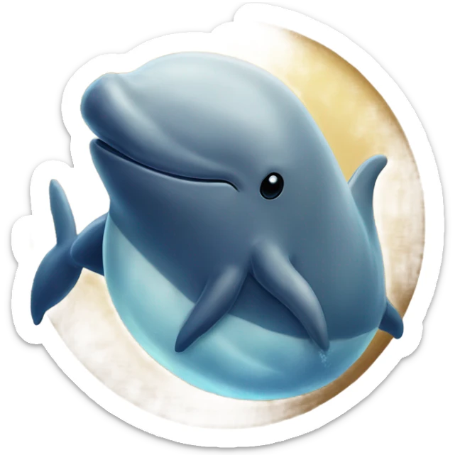 A velvet painting of a whale and a dolphin snuggling  sticker