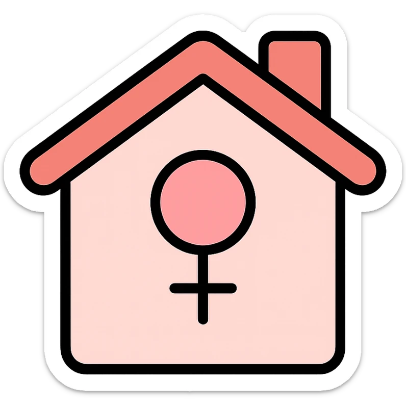 vector icon of a feminine home in rose gold and blush pink, flat minimal design, soft glow, white background, with rounded corners sticker