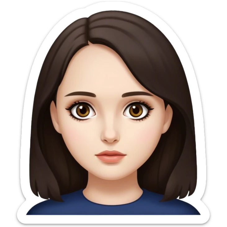 Girl who looks like Isabelle adjani and Natalie Portman. Dark hair. Dark eyes.  sticker