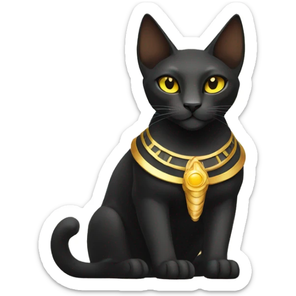Black godly ethereal majestic Egyptian Cat. Golden Anubis-Rings and yellow markings. Full body sticker