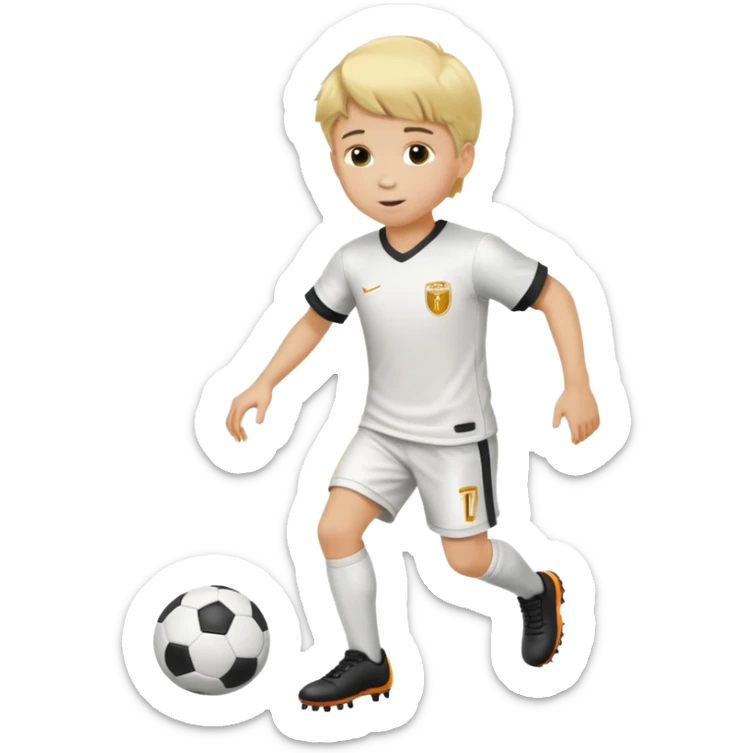 Un chico rubio con equipación de fútbol y un balón en los pies  sticker