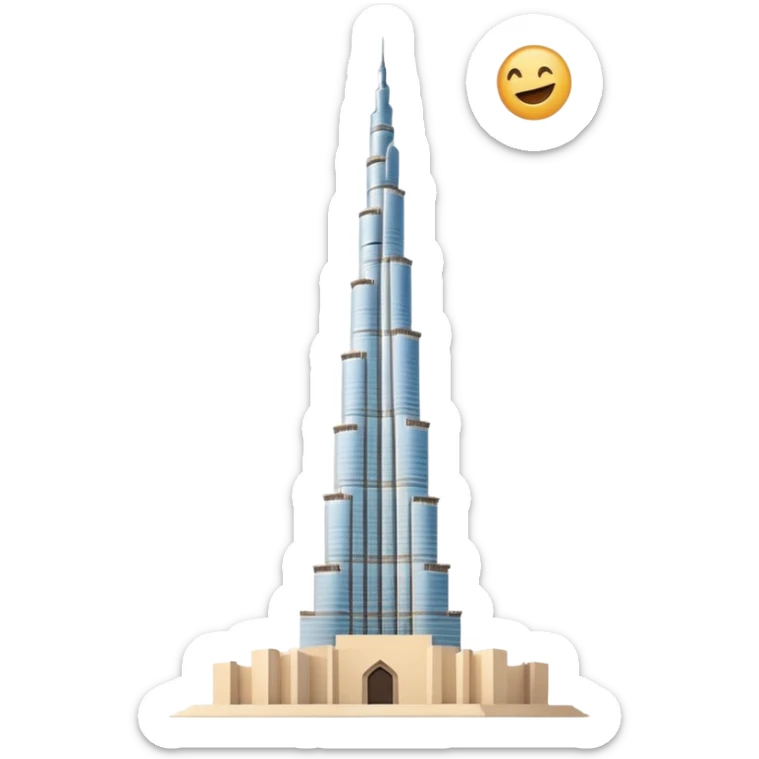 Burj Khalifa in coconut beige color, emoji style, simple and clean, minimalism, soft tones sticker