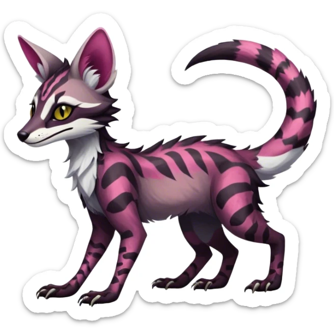 Feral Rare Fantasy dark vibrant Vernid-Sergal-Genet-species-animal-creature by LiLaiRa, random markings, tufted ears, full body, 4 legs sticker