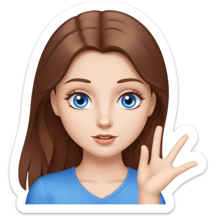 White girl brown hair blue eyes, telling facts , speaking and looking like a diva pose sticker