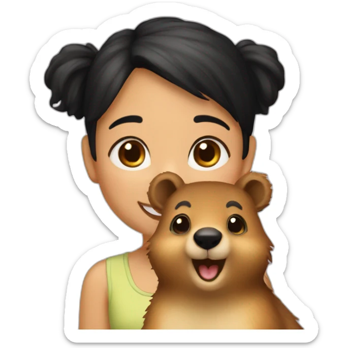 a-happy-quokka-with-happy-girl-who-is-black-hair sticker