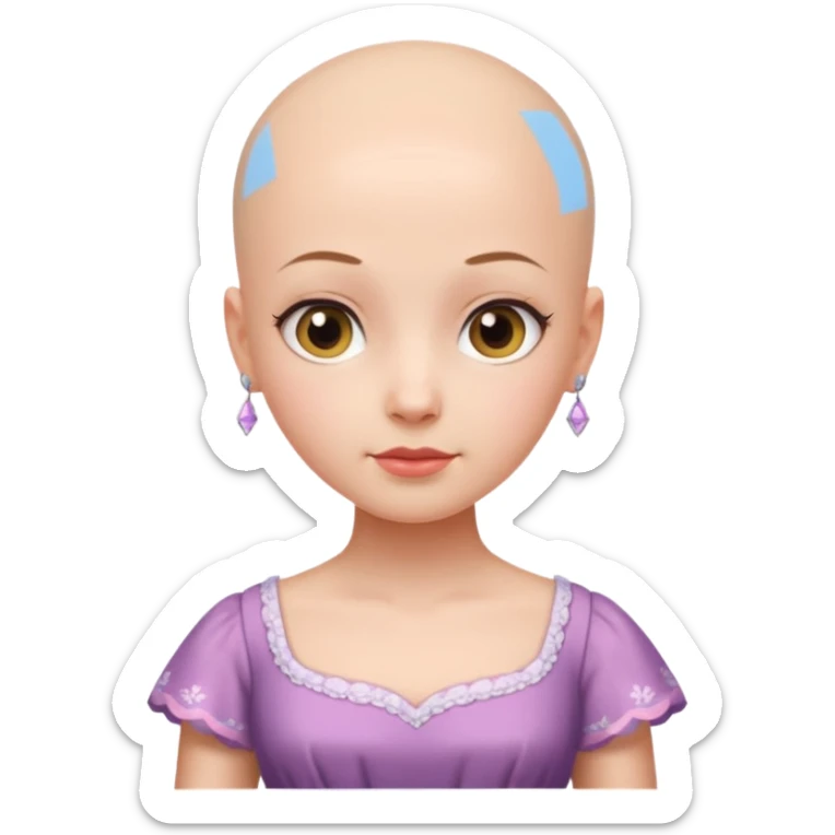 create pretty girl with bald head and pretty dress shot is waist close sticker