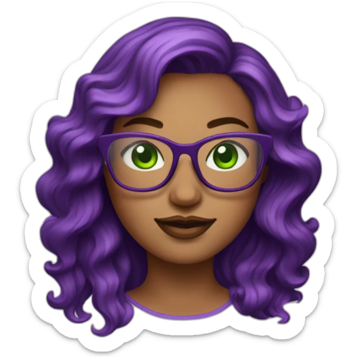 curvy-woman-with-wavy-purple-hair-square-glasses-green-eyes sticker