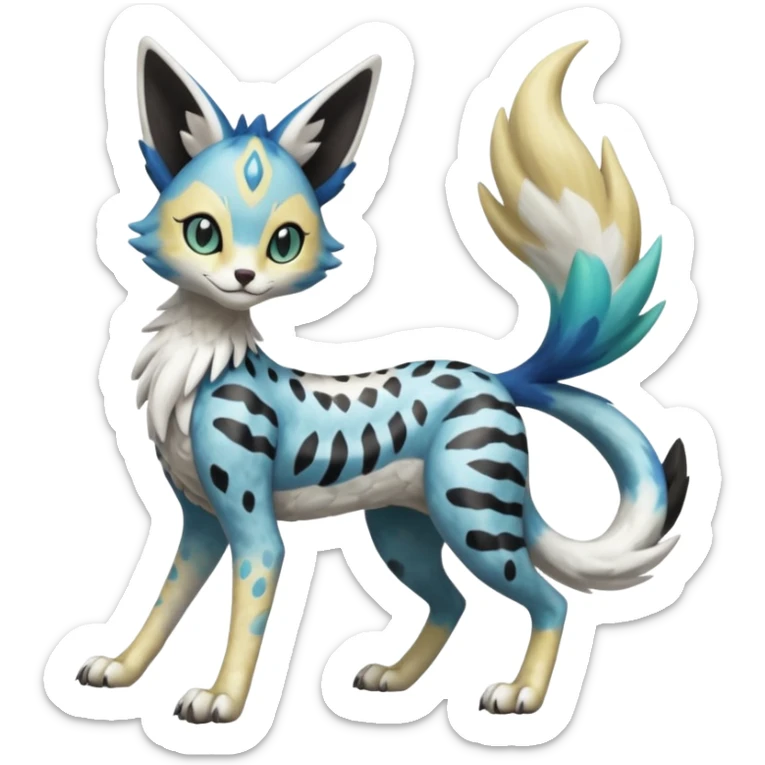 Meloetta-Trico-Silvally-Nargacuga-Sergal-Serval-Cresselia-Fakémon-creature-hybrid sticker